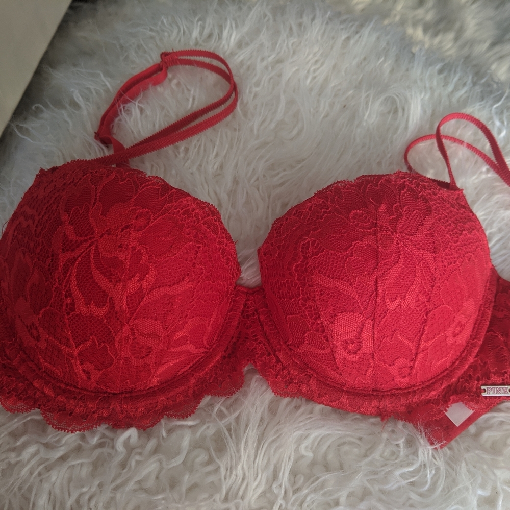 PINK Victoria's Secret Sexy Red Lace Bra